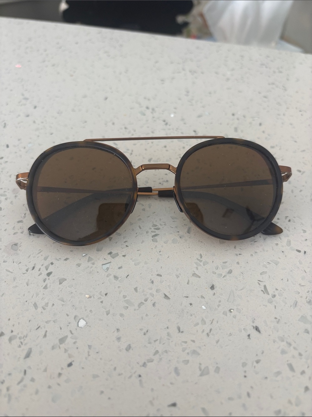 Women’s Otis Round Double-Bridge Sunglasses in Tortoiseshell Brown